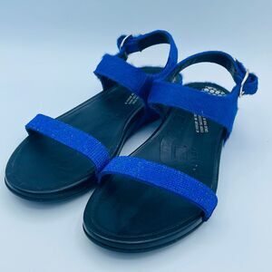 FitFlops Women's Supercomff US 7 Size 38 Black Royal Blue Textured Sandals